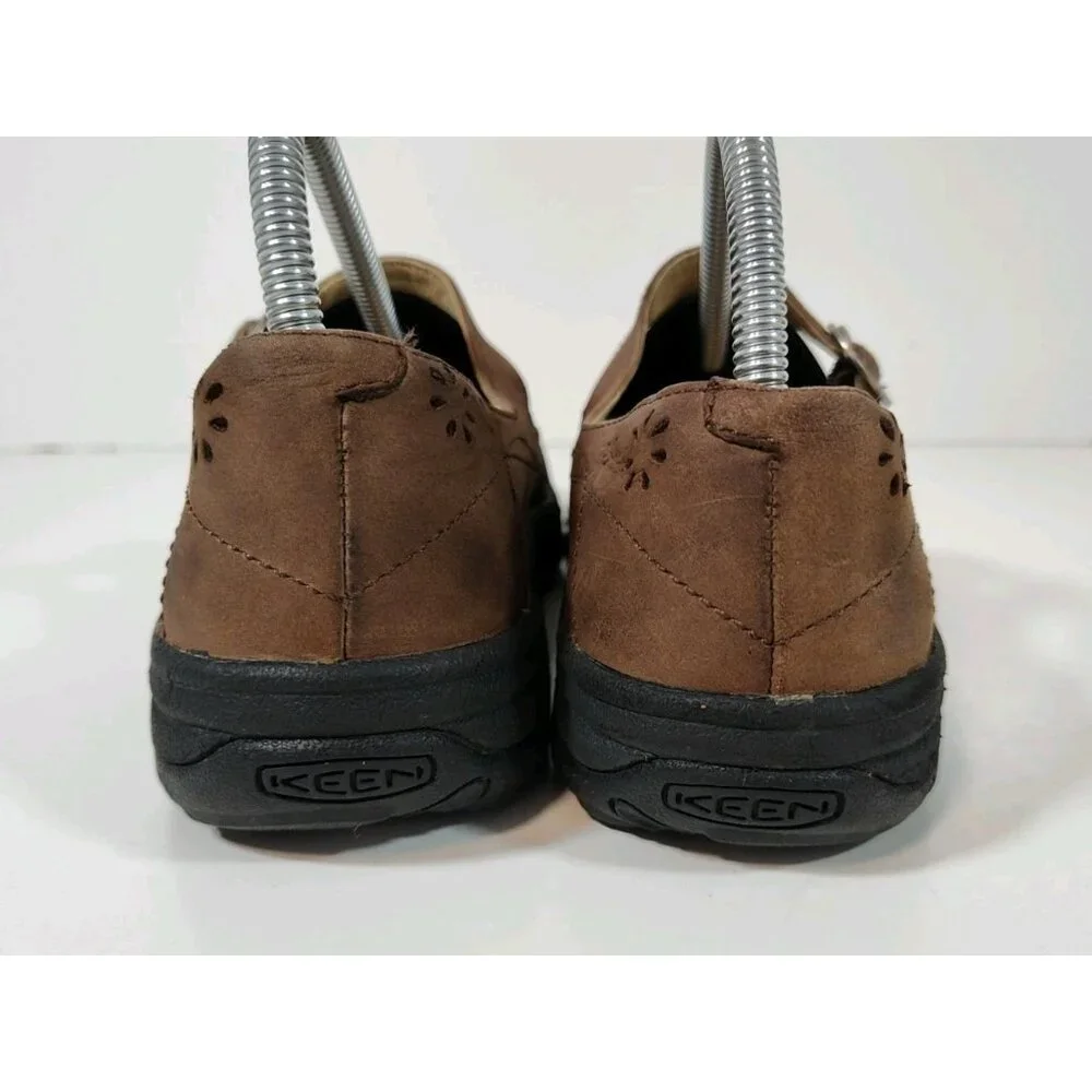 Keen Mary Jane Comfort Shoes Brown Leather Women's 8.5 Petals Flats - Picture 4 of 9